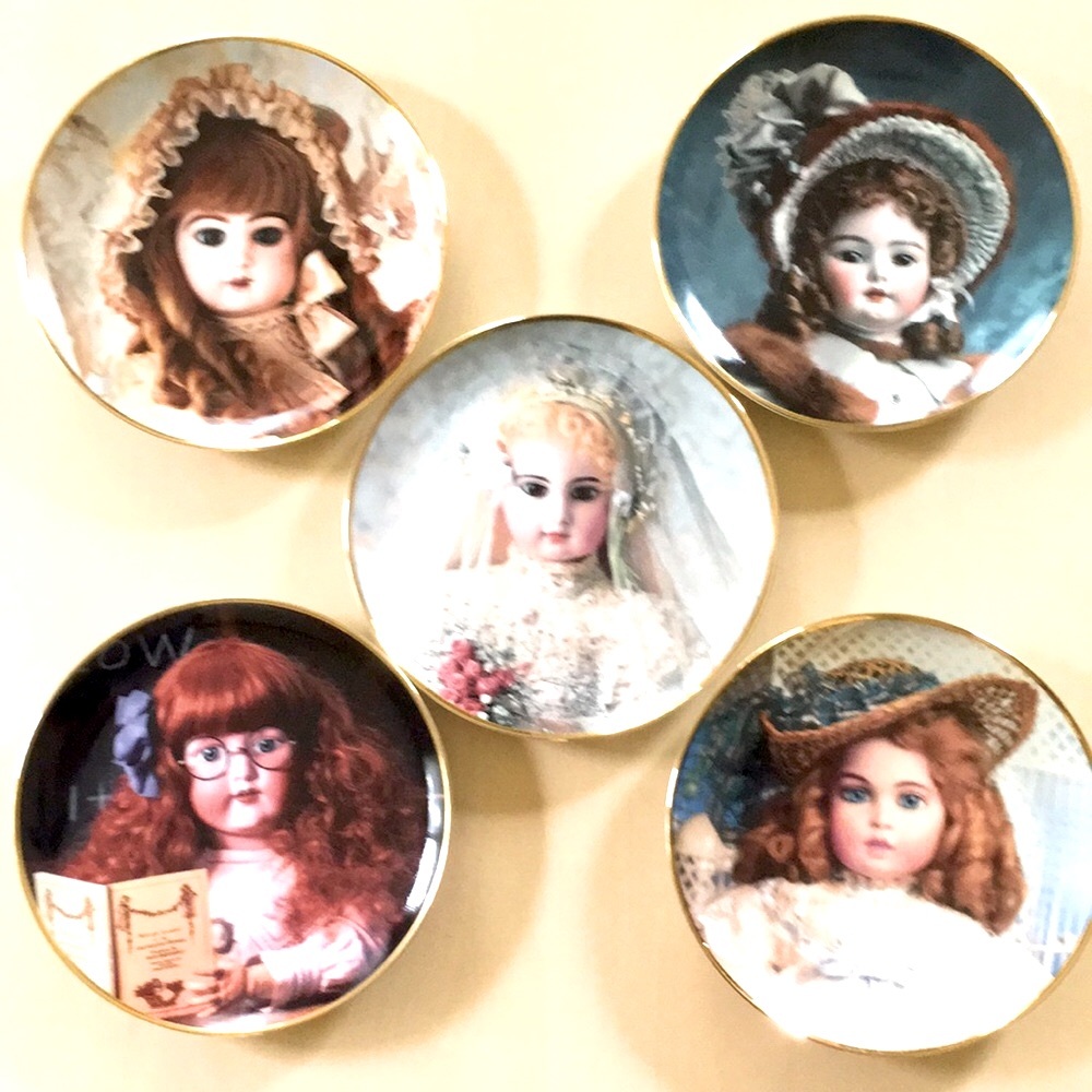 Franklin Mint Hanau Doll Museum Plates (Lot of 5) Cute yet Creepy Dolls Vintage